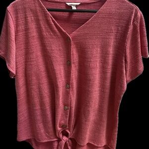 Weatherproof Vintage Women’s Size XL Blouse Top Shirt Tie Front Button Up Coral